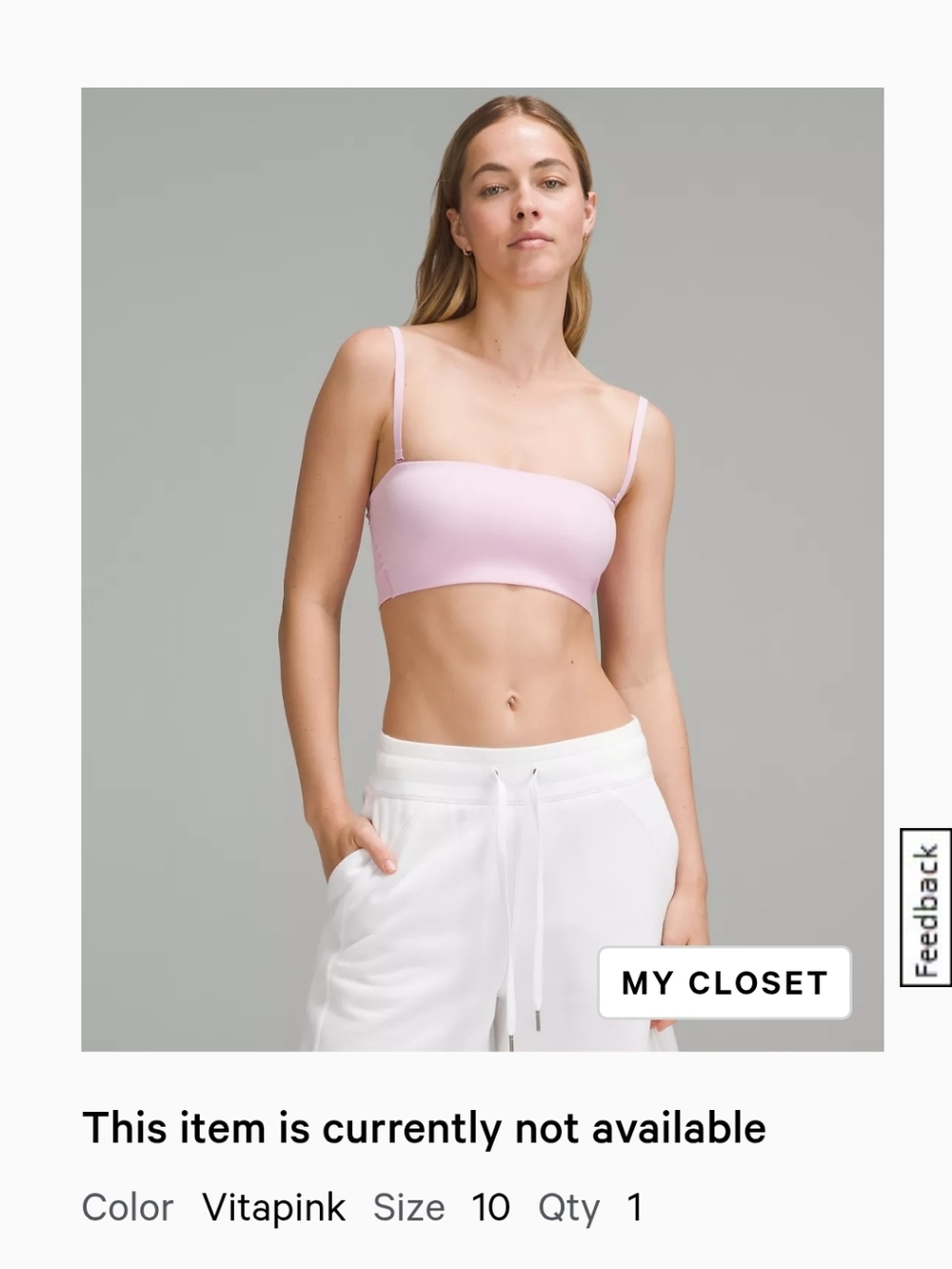 Lululemon Bandeau Bralette in Vita Pink 10
